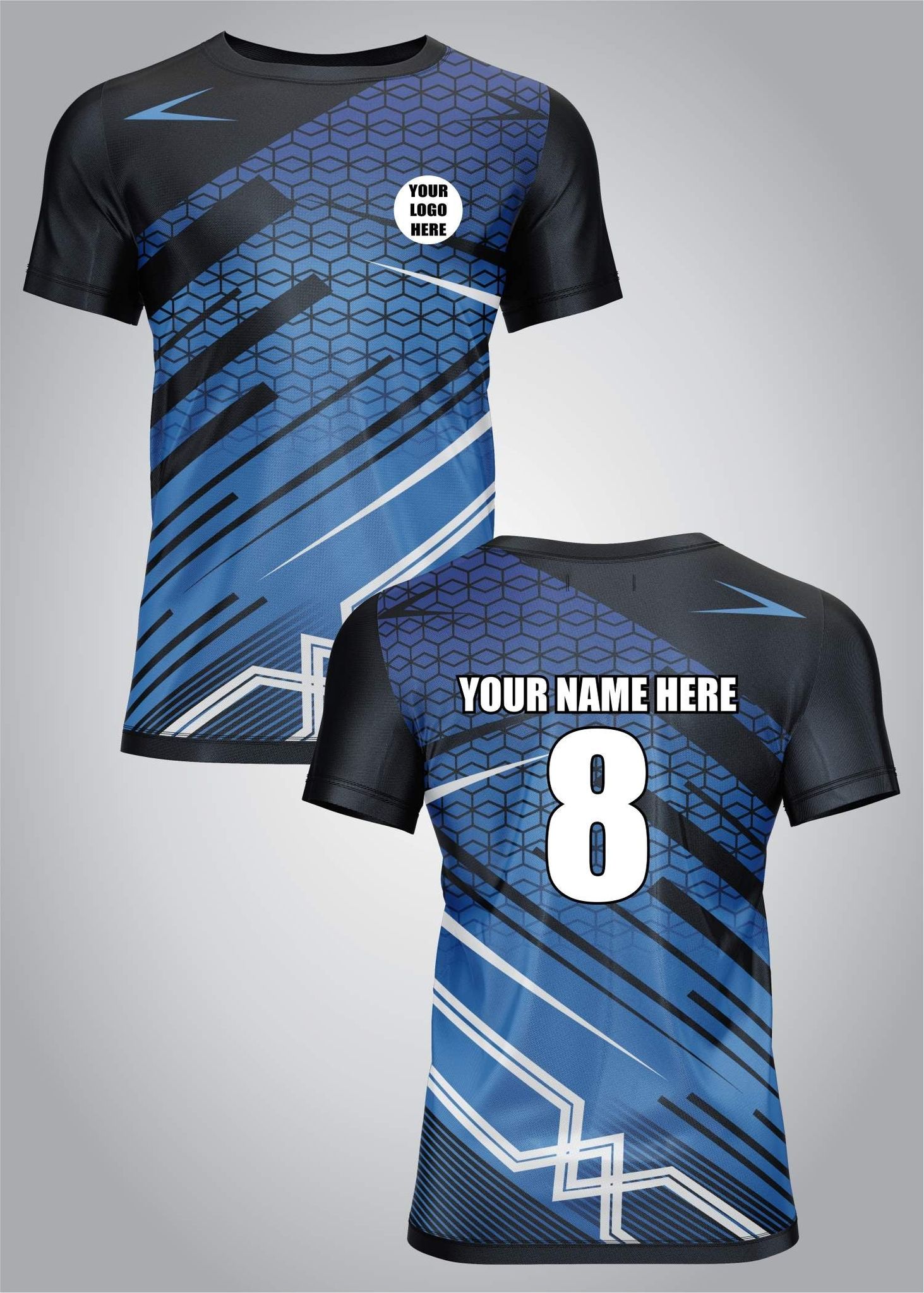 Aegean Blue Custom Kabbadi Jersey-Blue / Rounneck