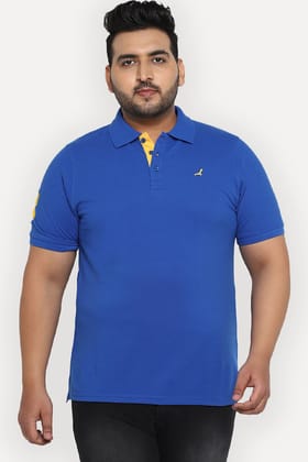 Polo Half Sleeves T-Shirt For Plus Size Men - Princess Blue-XXL / Princess Blue