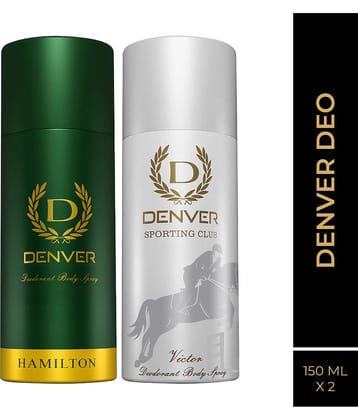 Denver Hamilton & Victor Long Lasting Deodorant Spray For Men 150 ml Each (Pack of 2)
