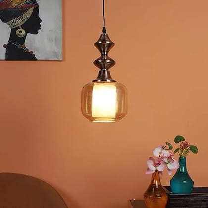 ELIANTE Vadorra Copper Iron Hanging Light Vintage Decorate Hanging Lamp for Farmhouse | 3 Years Warranty | Free - LED LAMP