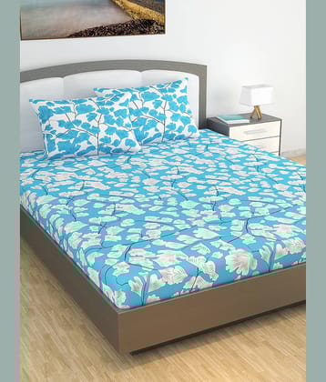 DIVINE CASA Cotton Double Bedsheet ( Blue )