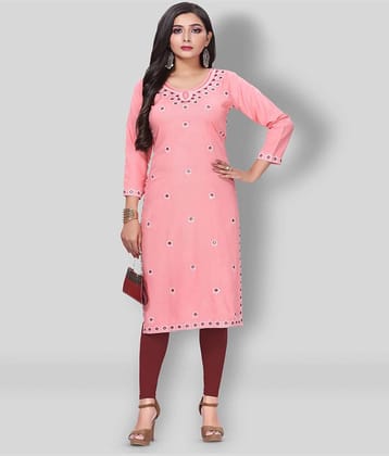 Kapadia - Pink Rayon Women's Straight Kurti ( Pack of 1 )