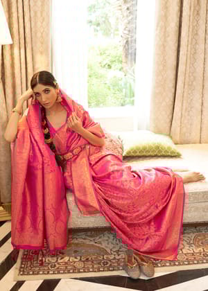 Hot Pink Kanjivaram Silk Saree