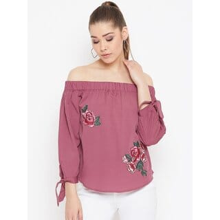 Purys Women Pink Floral Regular Top