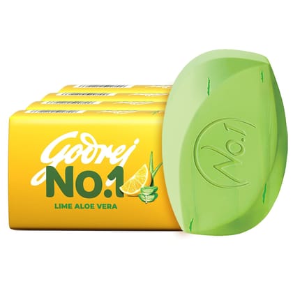 Godrej No.1 Lime & Aloe Vera Soap - Pack of 5 (100g each) - High TFM (Grade 1 Soap) | Soaps For Bath | Long-Lasting Fragrance