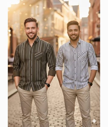 ALY JH0N 100% Cotton Regular Fit Checks Full Sleeves Men's Casual Shirt - Multicolor ( Pack of 2 )