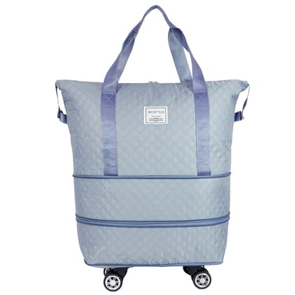 Storite Nylon Rolling Duffle Bag, Expandable and Foldable Carry-On Bag, Large Weekend Bag with Spinner Wheels – Blue