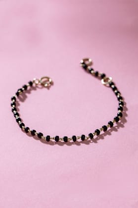 Classic Black Beads Sterling Silver Chain Kids Nazariya Bracelet-Silver / 4 inches adjustable upto 5 inches