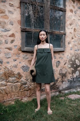 Rachel Slip Dress Forest Green-XS