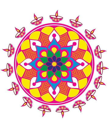 Decor Villa Rangoli Floor Sticker Festive Sticker ( 40 x 40 cms )