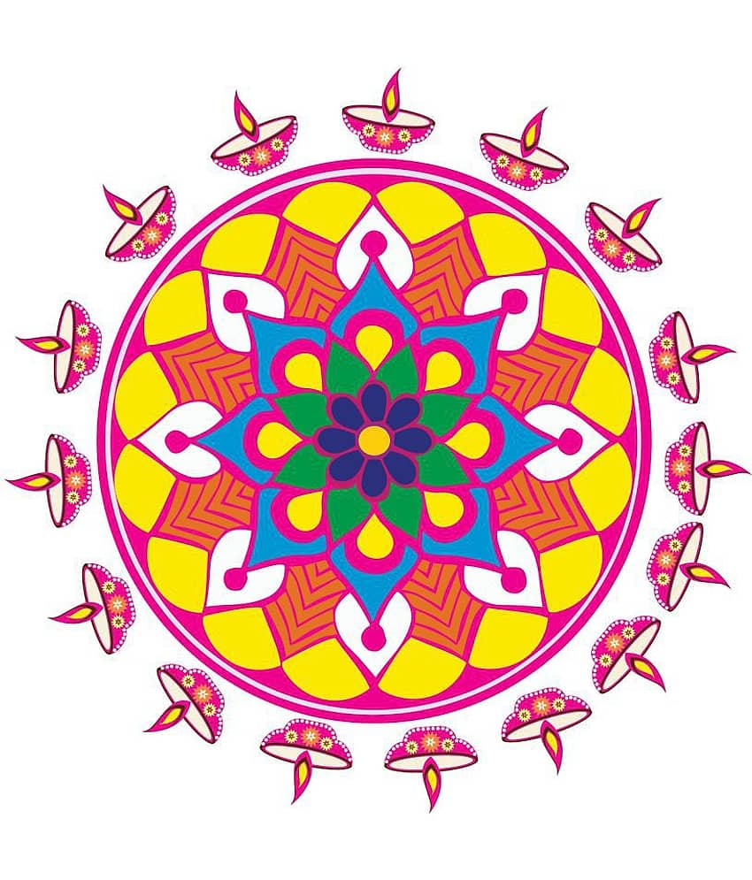 Decor Villa Rangoli Floor Sticker Festive Sticker ( 40 x 40 cms )