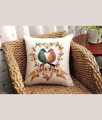 Home Solution Set of 5 Jute Abstract Square Cushion Cover (40X40)cm - Multi