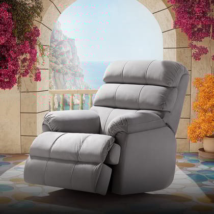 Avalon Posture Pro Rocking & Rotating Single Seater Fabric Recliner, Grey, Motorized