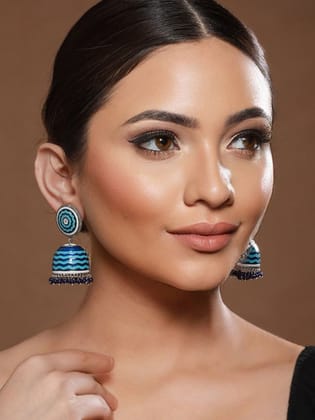 Blue Enamelled Handcrafted Jhumka Earrings Blue Enamelled Handcrafted Jhumka Earrings