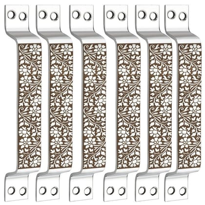 S-GUARD Stainless Steel Door & Cabinet Handles, Knobs Handles-Size-6 Inch-6 Pcs-Laser Printed Design-SSL29