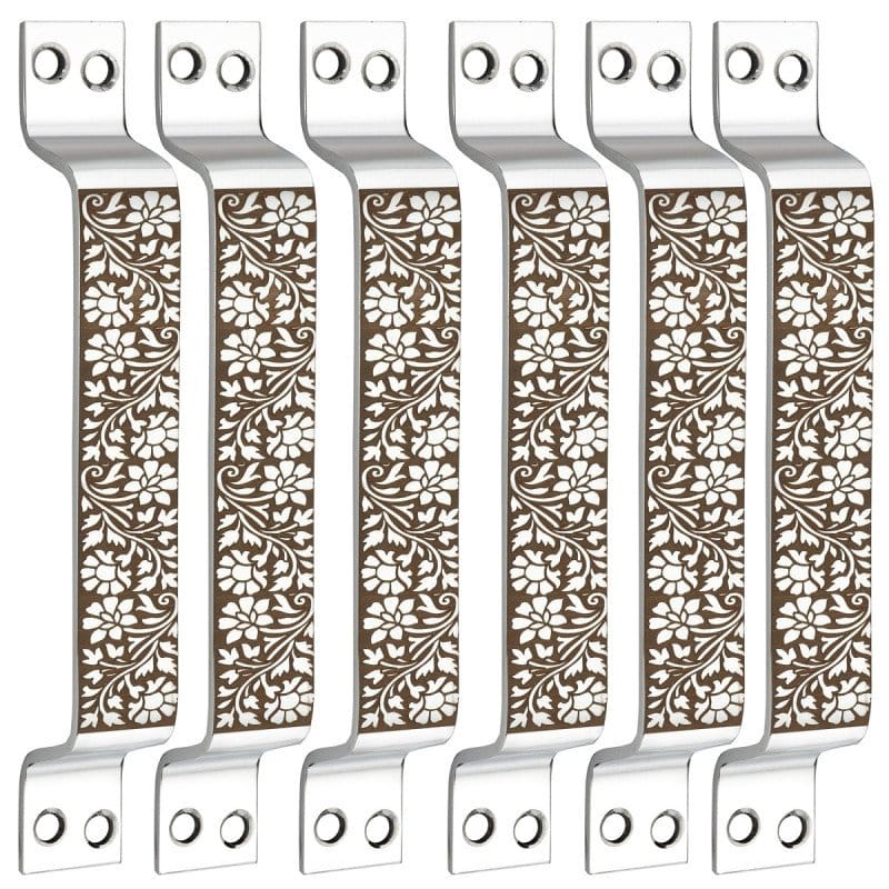 S-GUARD Stainless Steel Door & Cabinet Handles, Knobs Handles-Size-6 Inch-6 Pcs-Laser Printed Design-SSL29