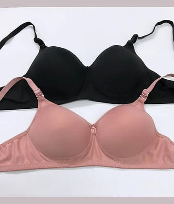 EASTERN CLUB Pack of 2 Cotton Blend Lightly Padded T-Shirt Bra For Women ( Multicolor 3 )