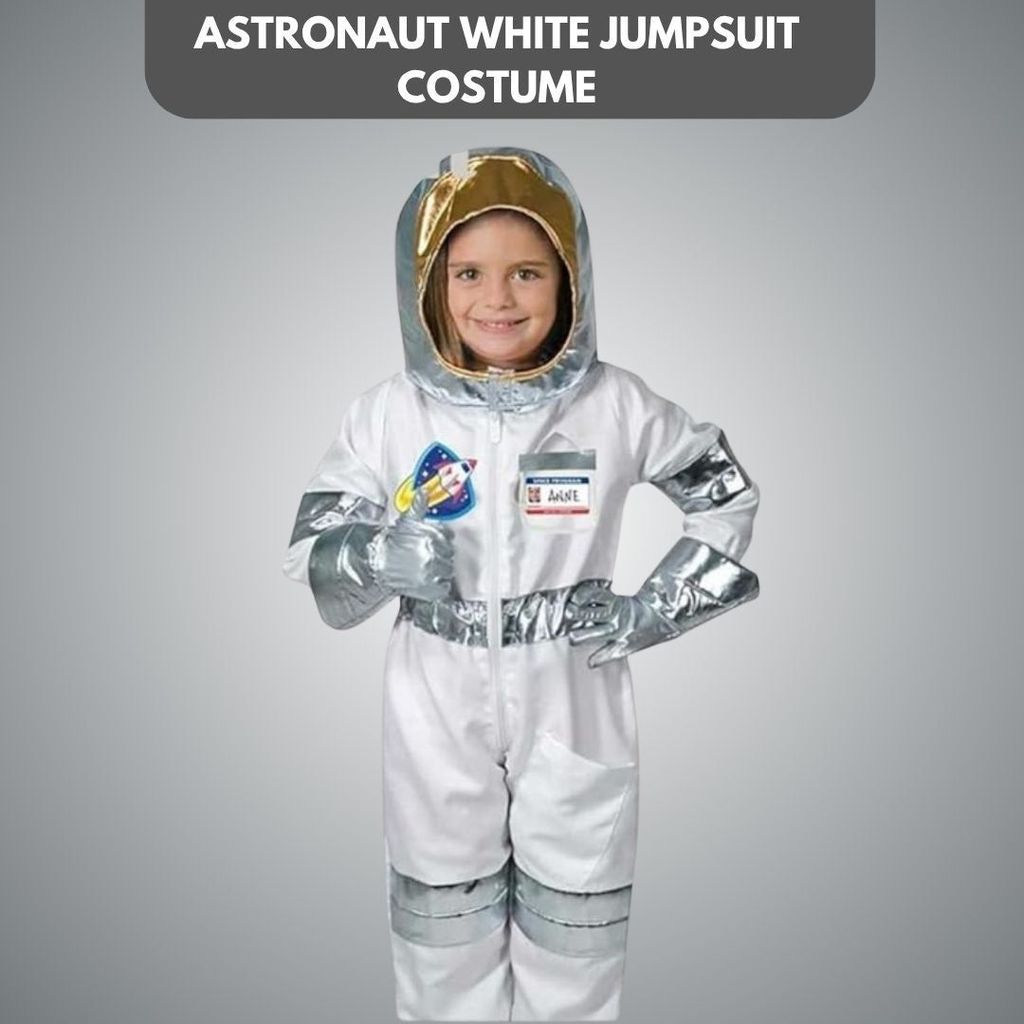 Astronaut White Jumpsuit Costume - Size - L - Age 7 to 9 - Party and Festive Needs | Buy online on ZillyBuy