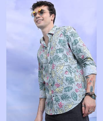 Ketch 100% Cotton Regular Fit Printed Full Sleeves Men's Casual Shirt - Green ( Pack of 1 )