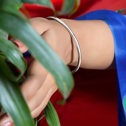 Snow White Enamel Silver Bangle for Women-2.6"