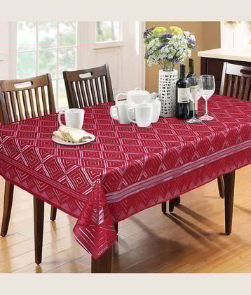Self Design Polyester 6 Seater Rectangle Table Cover ( 228 x 152 ) cm Pack of 1 Maroon