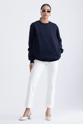Navy- Oversized Sweatshirt-XS