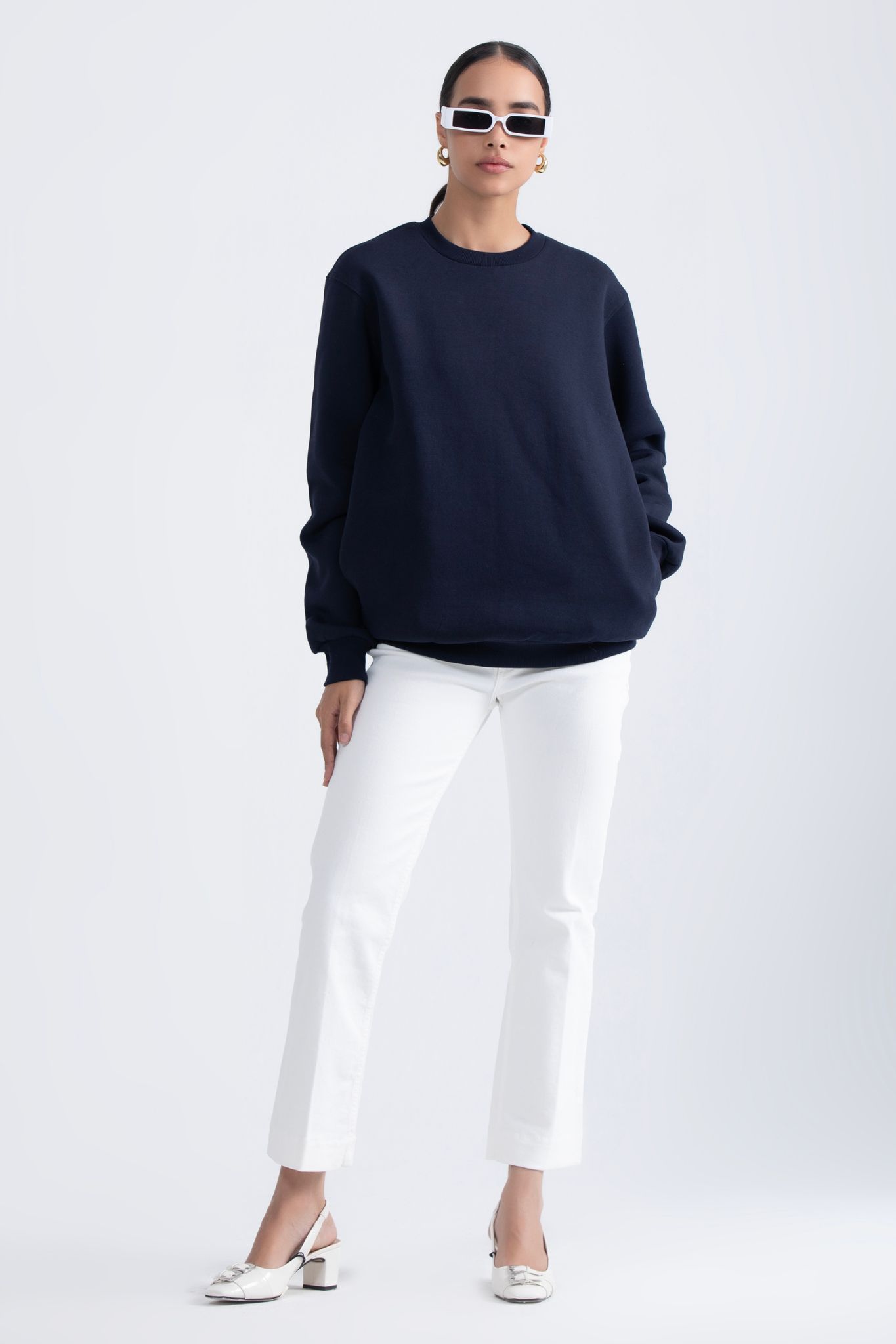 Navy- Oversized Sweatshirt-XS