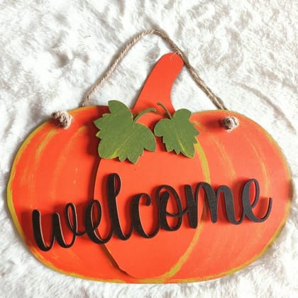 Welcome Pumpkin Theme Wooden Wall Art