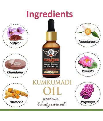 7 FOX Ayurvedic Kumkumadi Face Oil For Skin Brightening Face Serum SPF 2 30 mL