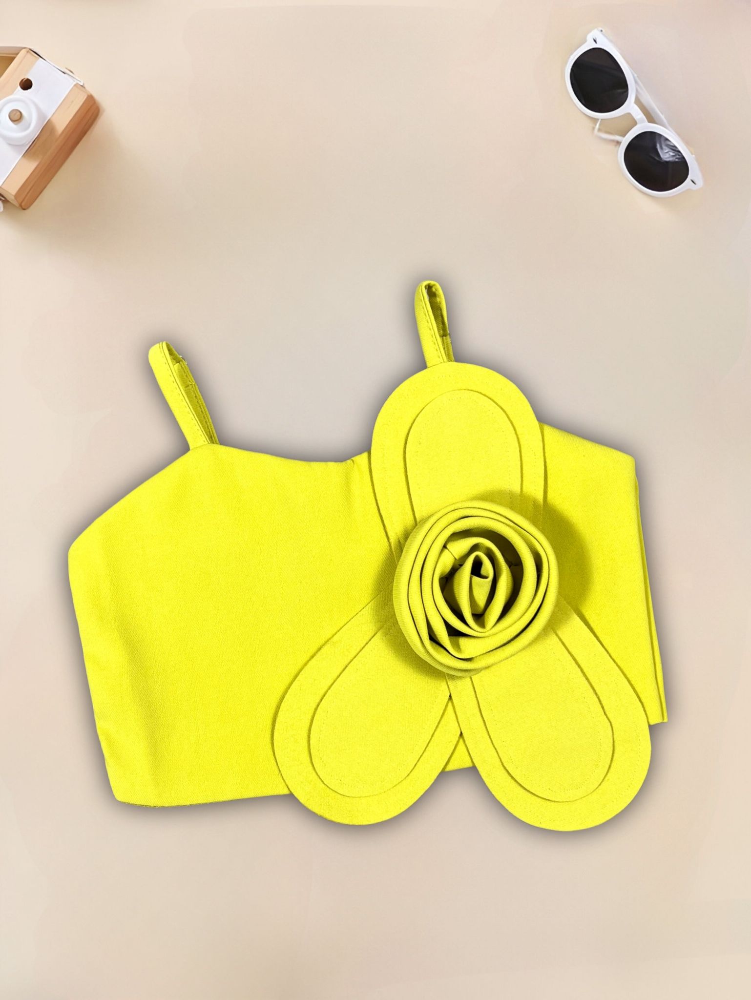 Girls Spaghetti Yellow Top[GT-682] [1-12Years]-3-4Y (Size - 22) / Yellow / Imported
