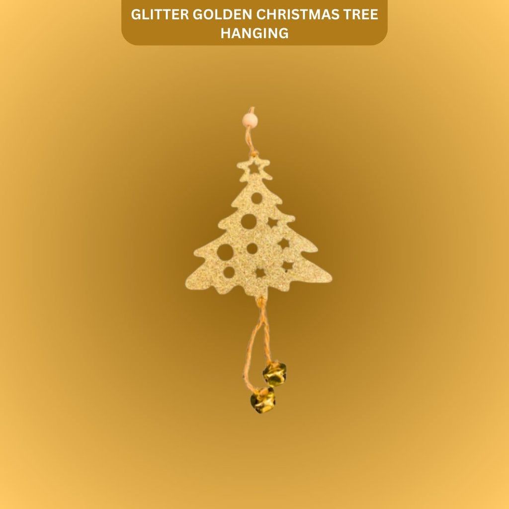 Christmas Tree Ornaments - Glitter Gold Christmas Tree Hanging Decoration - 1PC - Party and Festive Needs | Buy online on ZillyBuy