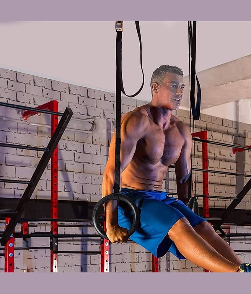 Gymnastic Rings with Adjustable Straps, Steel Buckles, Perfect for Workout, Strength Training, Pull-Ups & Dips, Pack of 1