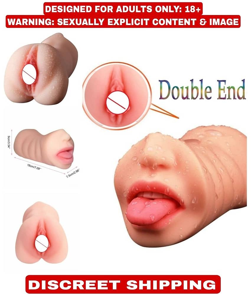 2 In 1 Mouth + Vagina - 3D Pocket Pussy - Blow Job - Indian Dark Male Masturbator Sex Toy For Men By KAMAHOUSE