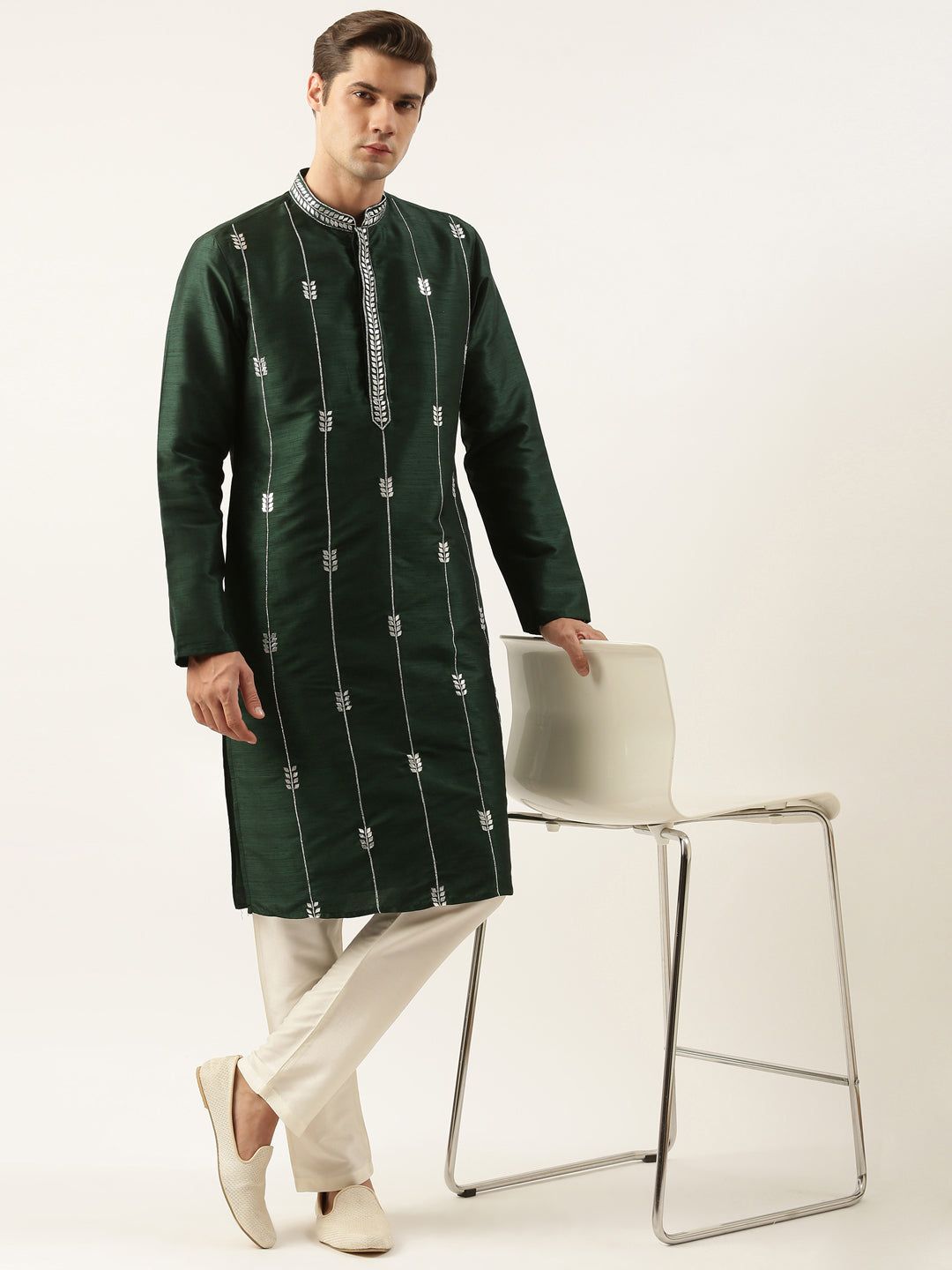 Green silk Gota Embroidered Kurta Set-Made To Measure / Kurta Churidaar Set