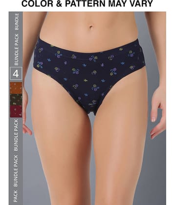 Dollar Lehar Super Combed Cotton Women's Printed Hipster Panty - Pack of 4 - (Print May Vary)