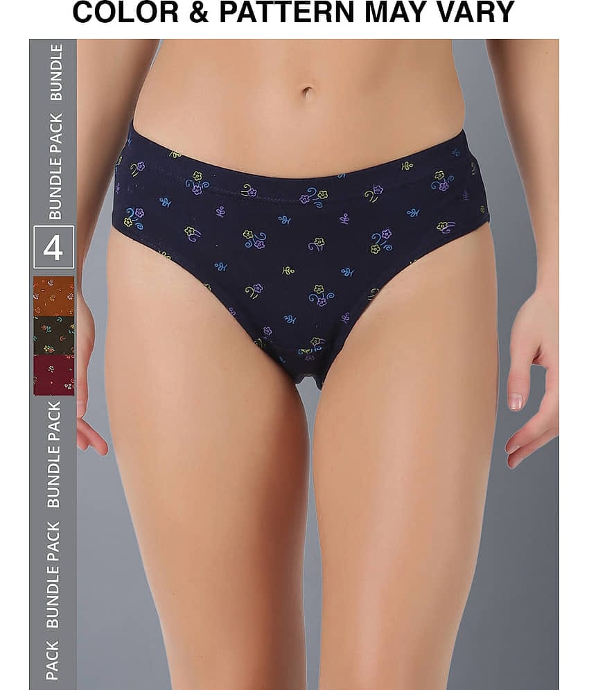 Dollar Lehar Super Combed Cotton Women's Printed Hipster Panty - Pack of 4 - (Print May Vary)
