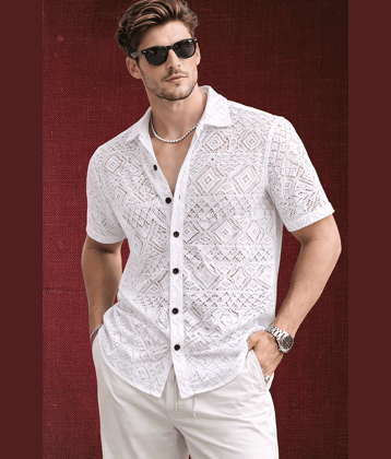 TarrenT HunT Cotton Blend Regular Fit Solids Half Sleeves Men's Casual Shirt - White ( Pack of 1 )