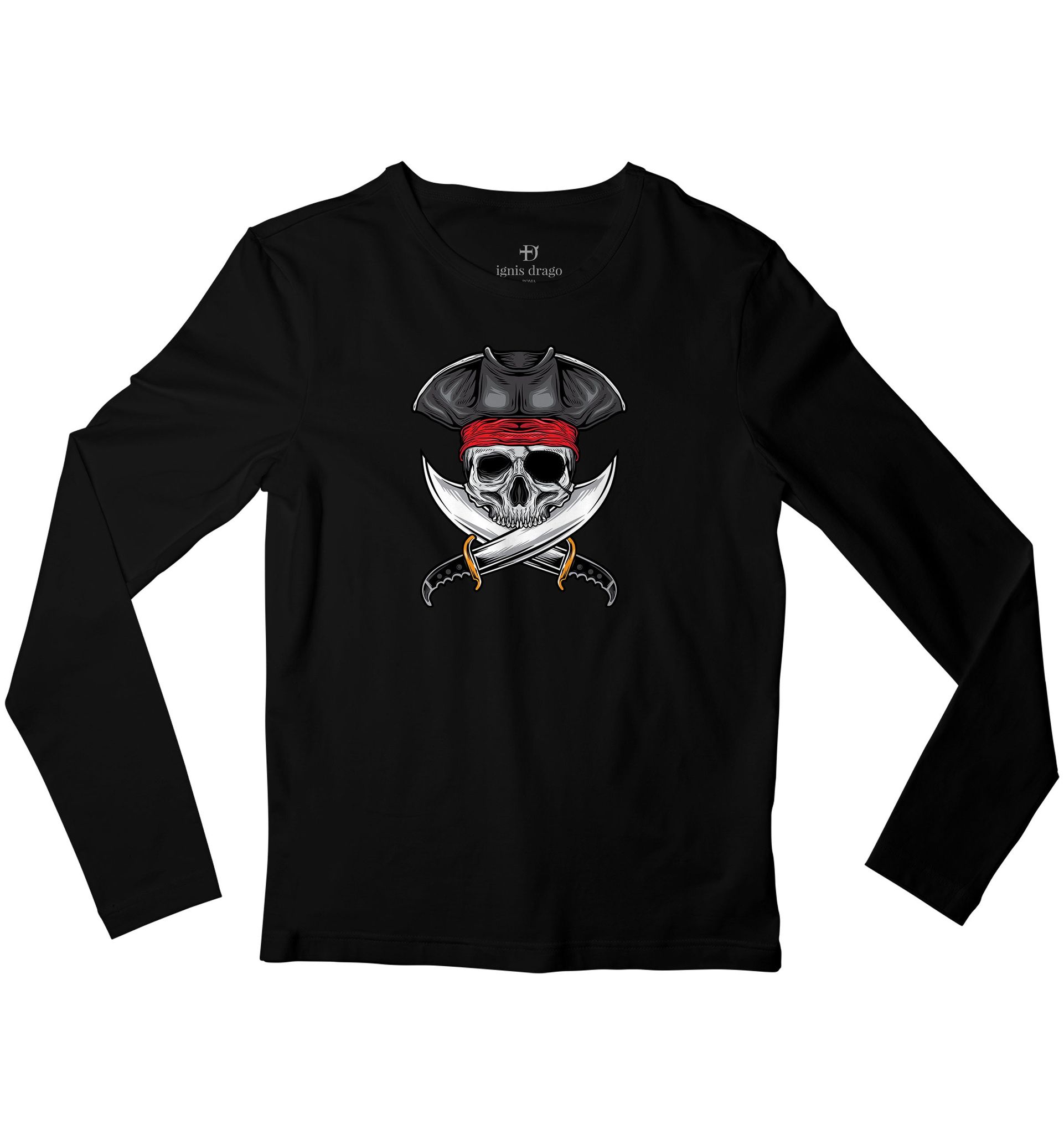 Jolly Roger Full Sleeve T-shirt-38 - S / Black