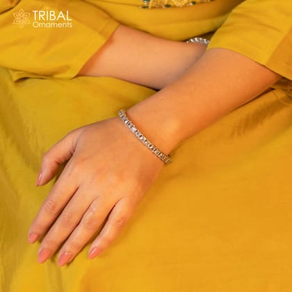 925 sterling silver qubic zircon stone wedding anniversary gifting functional bangle bracelet  vintage tribal jewelry nba434-2-4 or 2.25 Inches