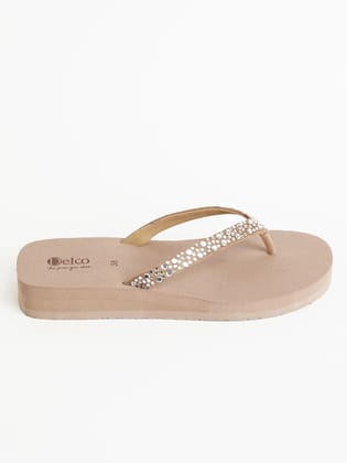 Delco Glam Rise Platform Chappal-36 / Beige