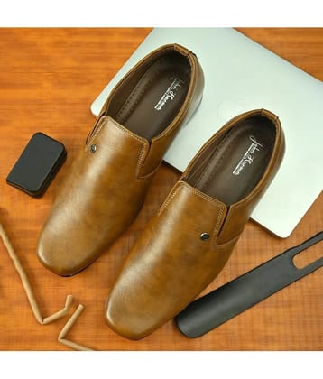John Karsun Tan Mens Slip On Formal Shoes - None