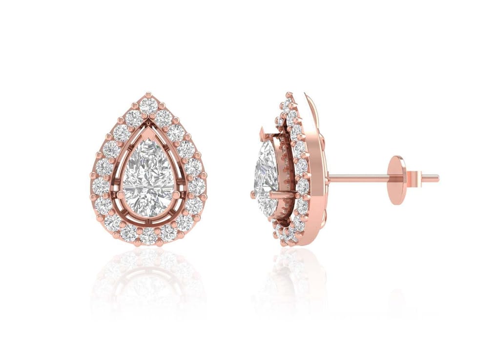 Teardrop Halo Solitaire Studs