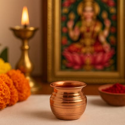 Copper Lota for Pooja � Small (2.25 Inch, 50g) � Pure Copper Handcrafted Kalash/Sombu/Theertha Sembu � Traditional Pooja Pot for Temple, Rituals, Gangajal & Festival Use