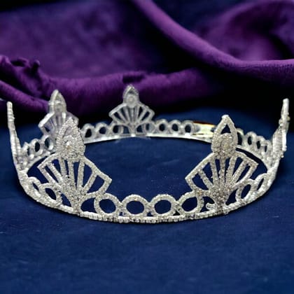 Silver Plated Embellish Rhinestone Tiara fashion show Crown