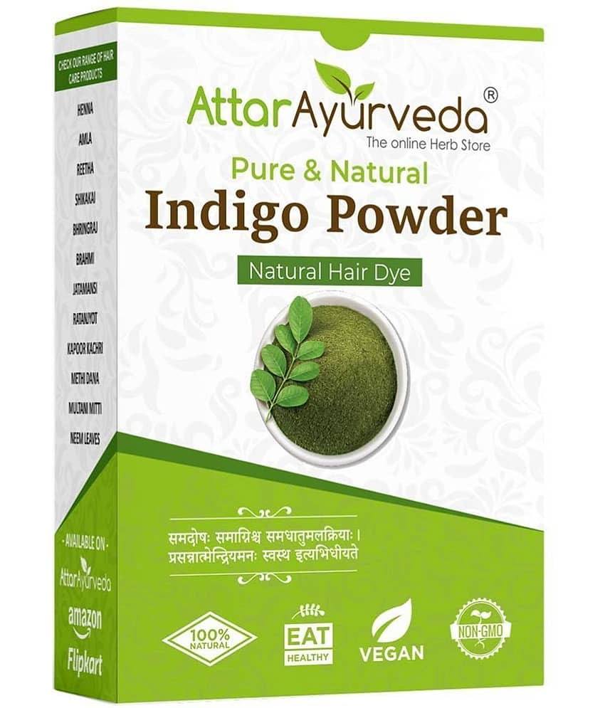 Attar Ayurveda Indigo Powder Black Hair Colour,Natural Hair Dye 200gm (Pack of 1)