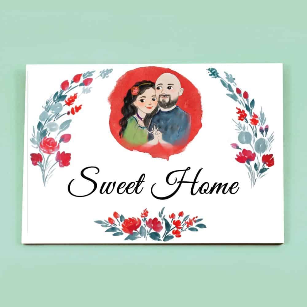 Handpainted Customized Name Plate - Together Couple Name Plate