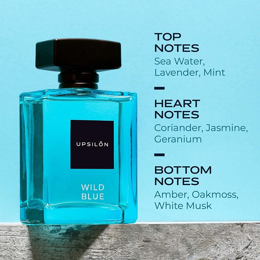 UPSILON Wild Blue Eau De Parfum with Combo of Long-Lasting Pocket Perfumes | Long Lasting Fresh & Powerful Fragrance Spray Travel Friendly Luxury Parfum Scent | Men’s Perfume | 124ml - Pack Of 2