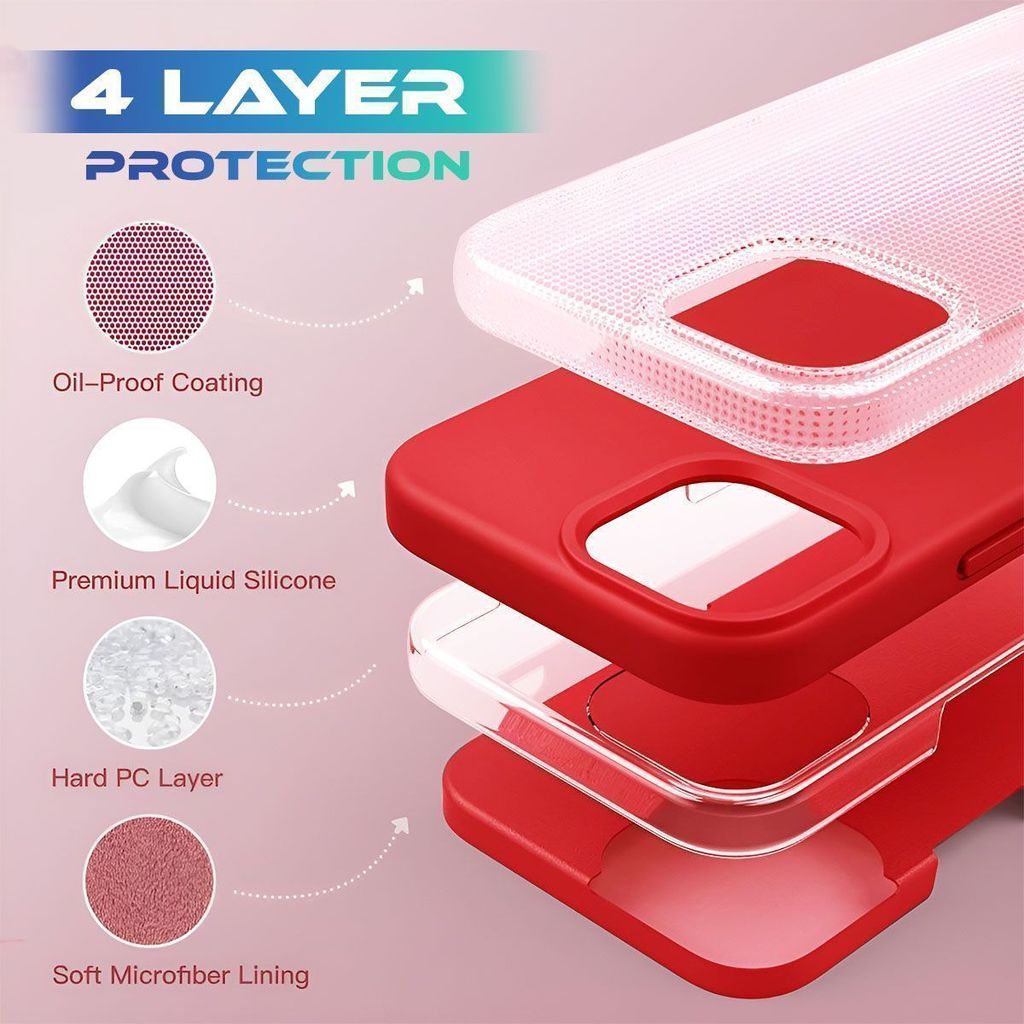 LIRAMARK Liquid Silicone Soft Back Cover Case for iPhone 15 Pro Max (6.7 inch)