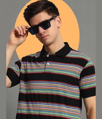 GET GOLF Pack of 1 Cotton Blend Regular Fit Striped Half Sleeves Men's Polo T Shirt ( Multicolor )