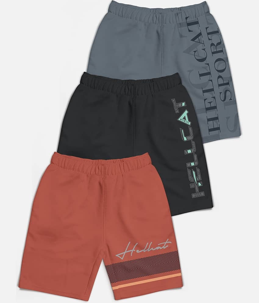 HELLCAT Pack of 3 Cotton Blend Shorts For Boys ( Multi Color )